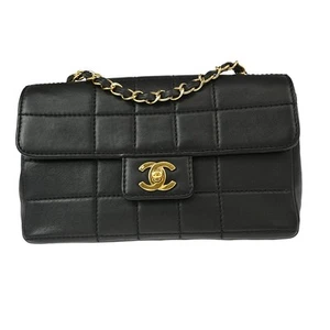 Chanel Black Calfskin Choco Bar Single Flap Shoulder Bag XX40216 - Picture 1 of 8