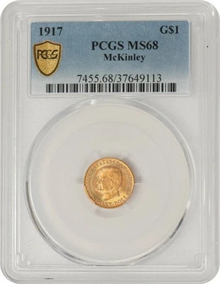 1917 $ Gold McKinley Dollar MS68 Secure PCGS 949162-14 - Image 1 of 4