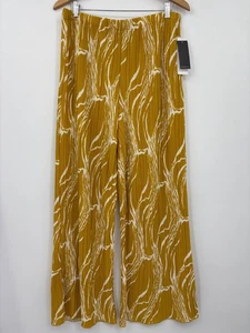 Rafaella Wide Leg Crinkle Pant Golden Spice Yellow White XL NEW - Picture 1 of 5