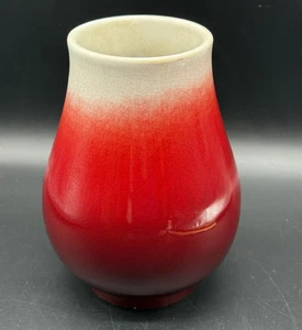 Vintage Chinese Sang de Bouef Oxblood Red White 8 1/4" Vase Oriental - Picture 1 of 10