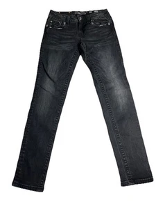 Miss Me Jeans Damen 28x30 schwarz Signatur Skinny verzierte Taschen Glitzer - Bild 1 von 13