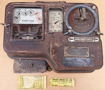 Vintage Smith Meters Ltd shillings coin prepayment electric meter single phase - Image 1 of 4