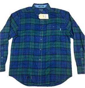 NWT Woolrich Trout Run Green Blue Plaid Flannel Men’s Large - Picture 1 of 8