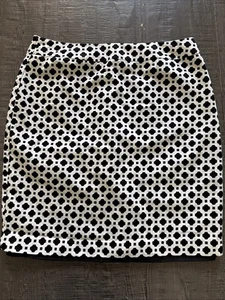 Cynthia Rowley Womens Size 8 Skirt Black White Geometric Print Lined A Line - Picture 1 of 8