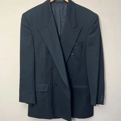Blazer Vintage Para Hombre Doble Pecho Talla 40R Verde Azul Bachrach Traje Chaqueta Foto 1 de 4