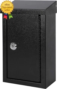 Wall-Mounted Key Drop Box with Key Lock, Metal Mailbox, Indoor& Outdoor Storage - Picture 1 of 7