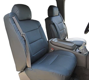 CHEVY SILVERADO 2000-2002 CHARCOAL LEATHER-LIKE CUSTOM FRONT SEAT & 2ARM COVERS - Picture 1 of 5
