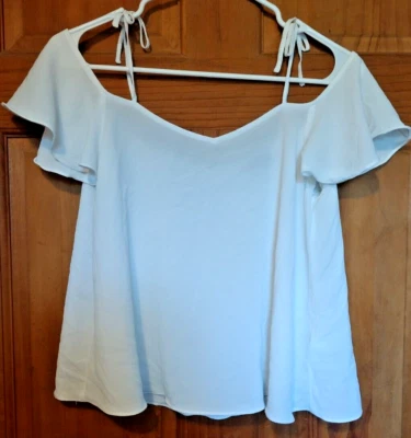Blusa Topshop Talla US 2 Mujer Blanca Hombro Descubierto Espagueti Corbata Correas Transparente Foto 1 de 4