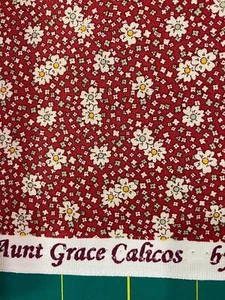 Aunt Grace's Scrapbag 1930's Reproduction Fabric red daisy Calico choice of size - Picture 1 of 6