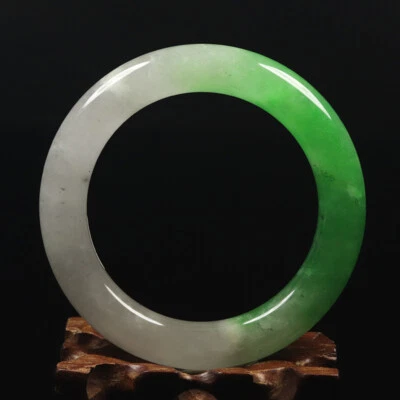 Brazalete Brazalete 58mm Natural Blanco Esmeralda Verde Jadeíta Jade Chino 15173 Foto 1 de 4