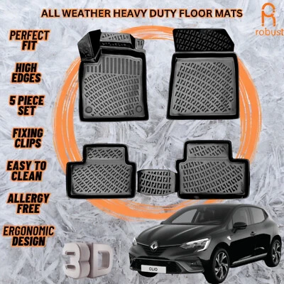 Tapetes forros moldados em 3D para Renault Clio 5 2019-2023 resistente para todas as estações - Imagem 1 de 4