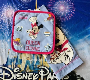 2020 Disney EPCOT Food Wine Festival Minnie Mouse Queen Cuisine Towel Potholder - Picture 1 of 2