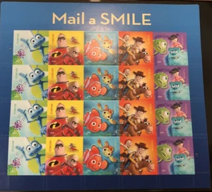 4677-4681 FOREVER 2012 DISNEY PIXAR FILMS MAIL A SMILE SHEET Nemo Dash Woody - Picture 1 of 2