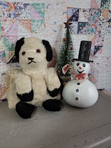12" Black and White Puppy  Childs Muff
