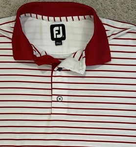 FootJoy FJ Golf Polo Para Hombres M Rojo Blanco Candycane Camisa A Rayas - Imagen 1 de 3