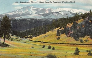 Postcard CO: Pikes Peak, Ute Pass, Colorado, Linen Unposted - Picture 1 of 2