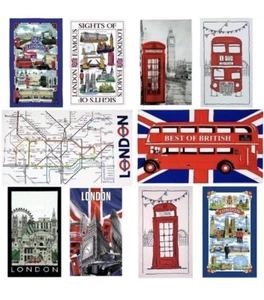 10 X Thé Serviettes Assortir Modèles 100% Coton London City Icônes Souvenir Gift - Imagen 1 de 1