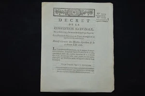 ARCHIVE REVOLUTION FRANCAISE-DECRET VENTE DES MEUBLES-EPINAL-MIRECOURT 1793 - Picture 1 of 3