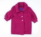 Miss Selfridge Womens Pink Overcoat Coat Size 8 Button