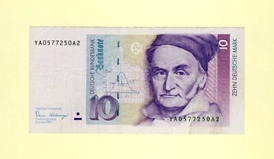 GERMANY, DEUTSCHLAND 10 ZEHN DEUTSCHE MARK 1989 P-38a VF++ REPLACEMENT YA - Image 1 of 2