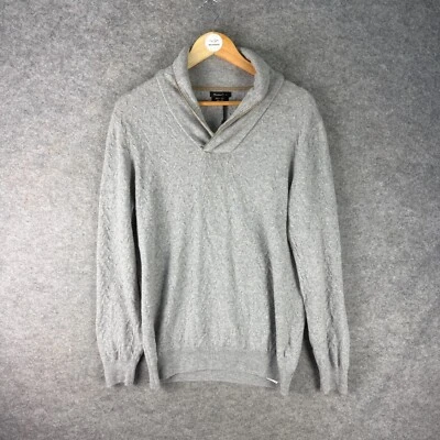 Suéter Pullover Massimo Dutti Para Hombres Grande Gris Algodón Lana Modelo 0975 Foto 1 de 4