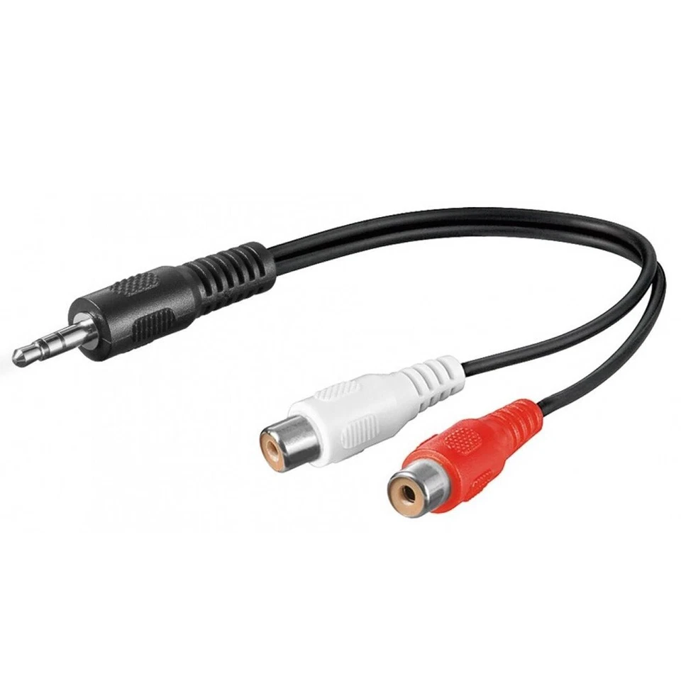 Klinke auf Cinch Klinken-Stecker 3,5mm Stereo, 2 Chinch-Kupplung, Audio Adapter - Bild 1 von 1