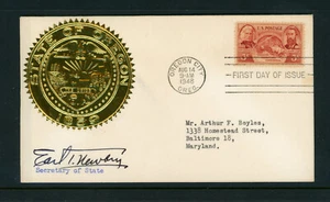 Earl T. Newbry Secretary of State Oregon Signature Autograph + State Seal Cover - Picture 1 of 2