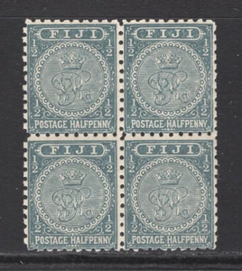 M10084 Fiji 1892 SG76 - 1/2d slate grey perf 10 in a block of 4. - Picture 1 of 1