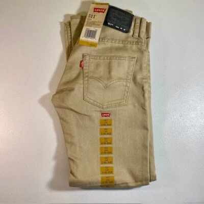 NWT Levi’s 511 Boys Size 12 Slim Jeans Khaki Regular Fit 26x26 Casual Pants - Image 1 of 4
