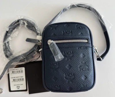 RARO MCM Visetos Bandolera Azul Marino Bolso Mensajero Unisex MXZ9ABT27VA001 NUEVO Foto 1 de 4