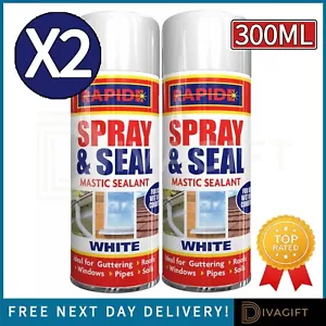 WHITE MASTIC SEALANT LEAK STOP SPRAY WATERPROOF GUTTER ROOF PIPES SEAL 300ML x2 - Picture 1 of 4