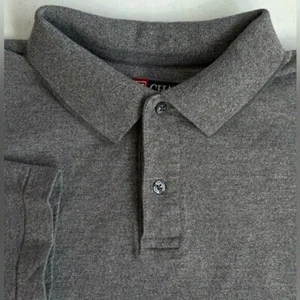 Chaps Ralph Lauren Men's Large Vintage Gray Cotton 1/4 Button Long Sleeve Polo - Picture 1 of 13