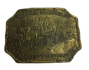 Vintage American Express Co. Wells Butterfield & Co. Brass Belt Buckle - Picture 1 of 3