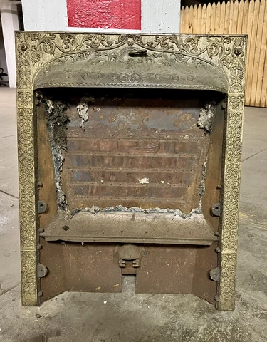 ORNATE ANTIQUE CAST IRON FIREPLACE Surround COVER DOOR Gas Insert 30.25 X 24.5” Cover