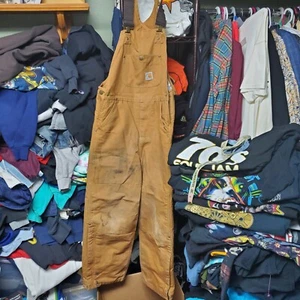 Vintage Carhartt Denim Workwear Double Knee Overalls Size Youth 12. - Picture 1 of 11