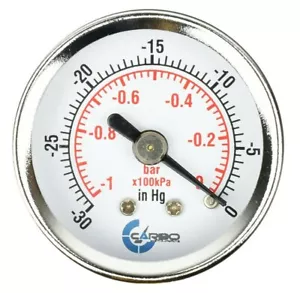 1-1/2" Vacuum Gauge-Chrome Plate Steel Case, 1/8"NPT, Back Mnt. -30 inHg/0 Psi - Picture 1 of 4