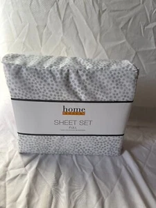 Home Design Full Size Printed Microfiber 4-Piece Sheet Set Grey Dots - Picture 1 of 7