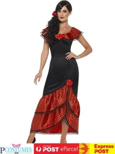 Flamenco Senorita Spanish Mexican Dancer Saloon Can Can Dress Up Costume - Picture 1 of 3
