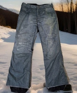 Burton Gore-tex Ski Pants Denim Jean Style Size Small Blue Snowboard Snowmobile - Picture 1 of 11