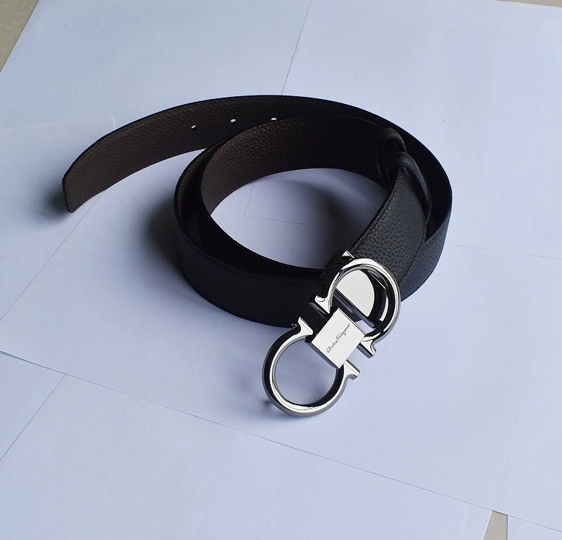 Ferragamo Hombre Cinturón Reversible/Ajustable Acabado Plateado Gancini Hebilla 120cm Foto 1 de 4