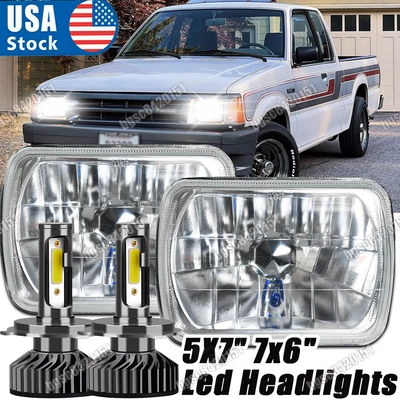 Faros LED DRL de haz alto/bajo DRL 5x7 7x6" para Mazda B2200 B2600 B2000 RX-7 GLC de 2 piezas Foto 1 de 4