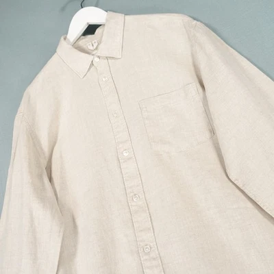 Arket Shirt Mens Large Beige Linen Regular Fit Button Up Long Sleeve Casual Top - Image 1 of 4
