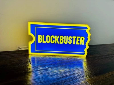Blockbuster Illuminated LED Sign, USB-Powered LED night light, Blue and Yellow W - image 1 of 4