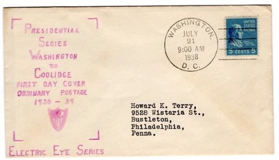 #810 Presidential Series 5c James Monroe 1938 FDC - Planty #97 - Image 1 of 2