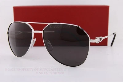 Liquidación Nuevo Auténtico Gafas de Sol Cartier CT 0364/S-001 Plateado/Gris Sólido Foto 1 de 4