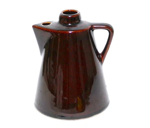 Vintage Pottery Decanter Vase Coffee Pot Shape Brown Glaze - Picture 1 of 6