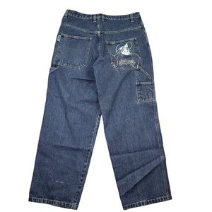 Jeans vintage Southpole uomo 38x32 blu falegname pantaloni denim ricamati larghi usati in ottime condizioni - Foto 1 di 13
