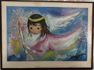 Ted DeGrazia Targa Vintage Laminata 1990 Angelo In Volo 6,5" - Foto 1 di 8