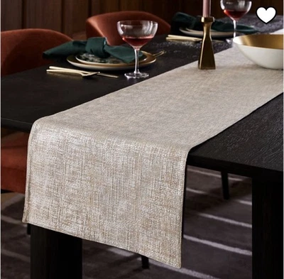 Lino de lámina metálica West Elm Runner plateado 14"w x 90" Foto 1 de 4