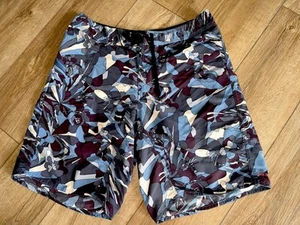 Patagonia Wavefarer Board Shorts Bathing Swim Suit Surf SUP Blue Floral Men's 34 - Picture 1 of 2